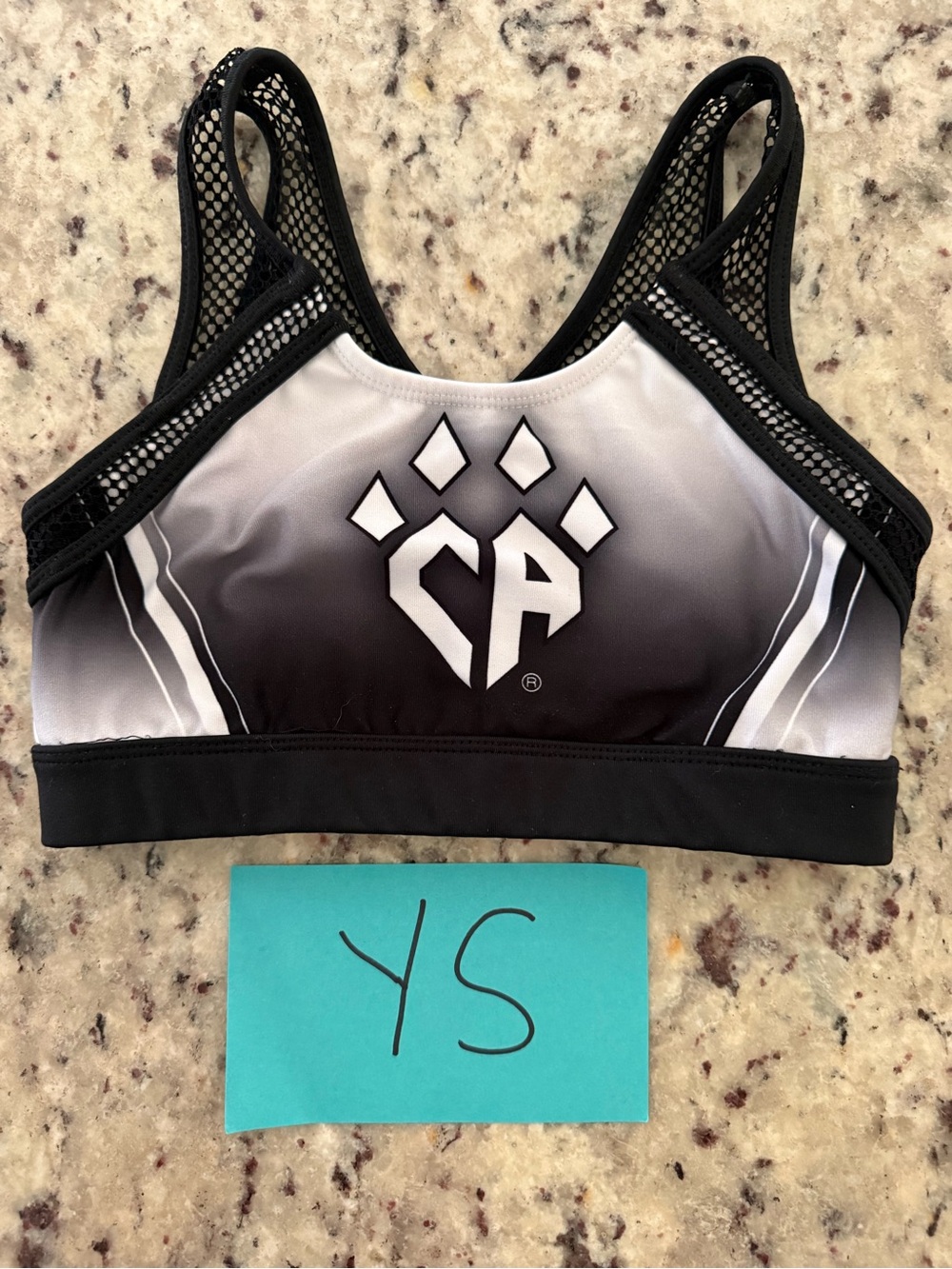 Girls cheer athletics sports bra - Black & White- youth small